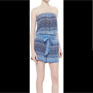 Diane von Furstenberg dvf XL Blue 100% Silk Miranda Romper